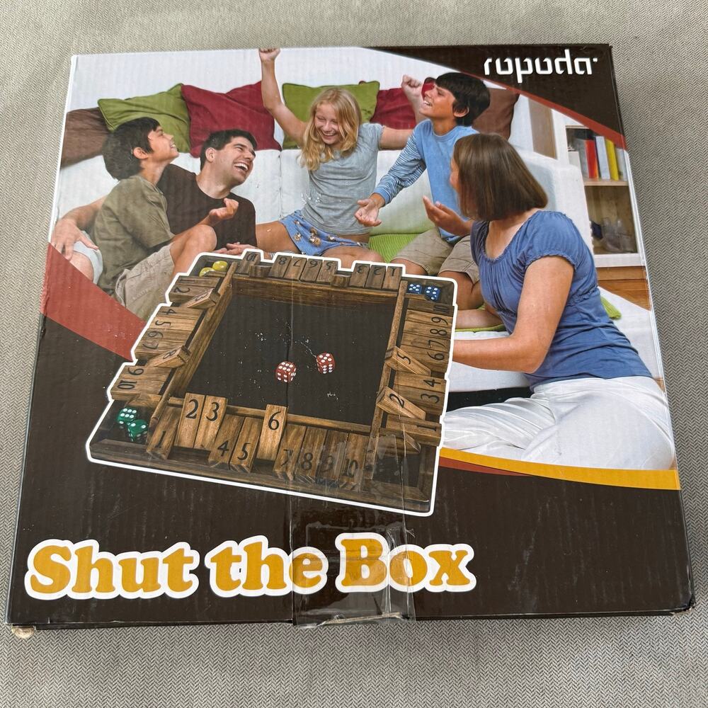 Ropoda Shut The Box Wooden Dice Game 2-4 Player Family Board Game
